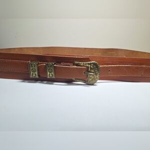 🇨🇦 Vintage Emmanuel L Brown Stamped Leather Western Cowgirl Belt